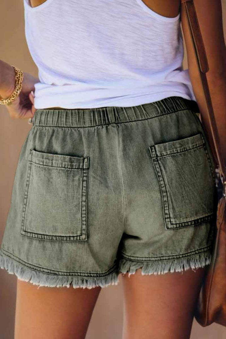 Noveify Adjustable Tassel Pockets Design Denim Shorts(3 Colors)